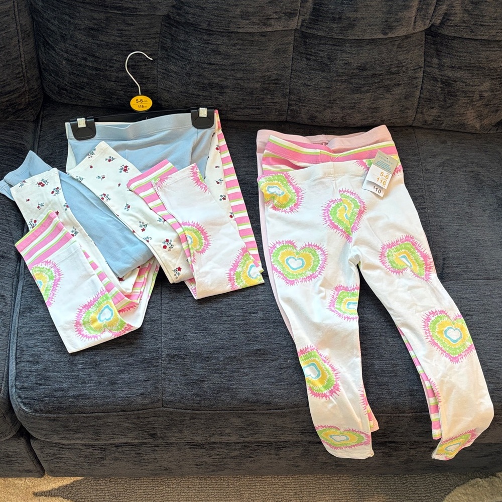 Primark Pastel Heart and Stripe Leggings Set